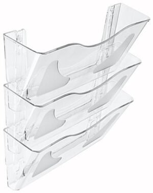 3 Pocket Wall File Holder Fits Letter Sizes - Clear Acrylic
