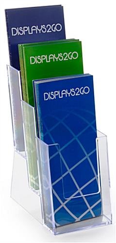 3-Tiered Brochure Holder, 4"w, Wall or Tabletop - Clear
