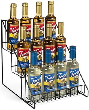 3-Tiered Wire Rack Display, Tabletop, 12"w Open Shelves - Black