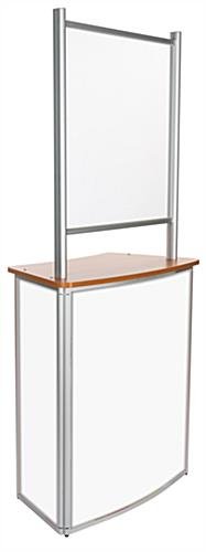 30"w Portable Counter w/ PET Sneeze Guard & Inner Shelf - Brown