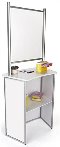30"w Portable Counter w/ PET Sneeze Guard & Inner Shelf - White - Image 4