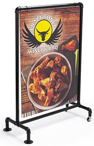 30 x 40 Industrial Pipe Swinger Sign, 2-Sided Custom Printed Panel - Black