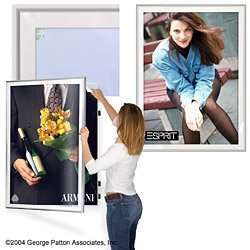 30 x 40 Matted Poster Frame for Wall, White Mat, Swing Door -Satin Silver