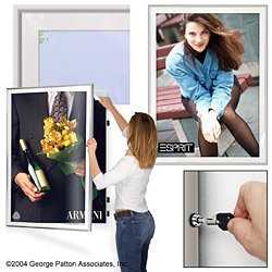 30 x 40 Matted Poster Frame for Wall, White Mat, Swing Door -Satin Silver