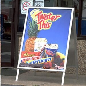 30 x 40 Sidewalk Sign for Posters, Snap Open, Double Sided - Silver