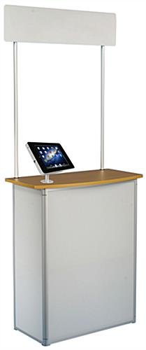 31"w Portable Counter w/ Header, Inner Shelf, Screw-On iPad Enclosure - White