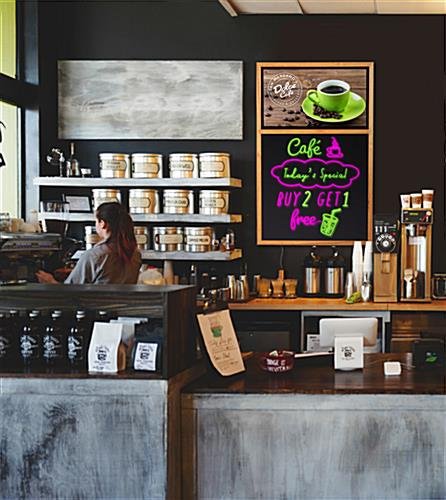 31 x 50 Write-On Board, LED Lighting, 32" LCD Screen, Wall Mount - Faux Wood Grain - Image 10