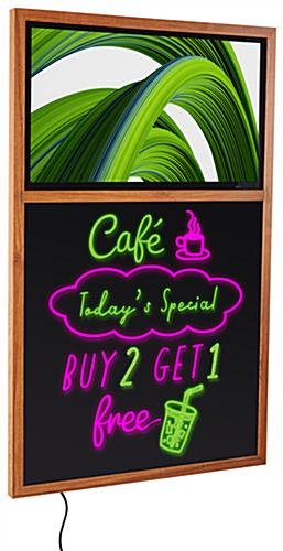31 x 50 Write-On Board, LED Lighting, 32" LCD Screen, Wall Mount - Faux Wood Grain