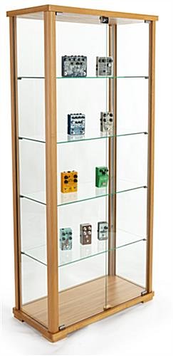 31.5" Glass Display Case, Adjustable Shelves, Locking, Ships Unassembled - Hornbeam