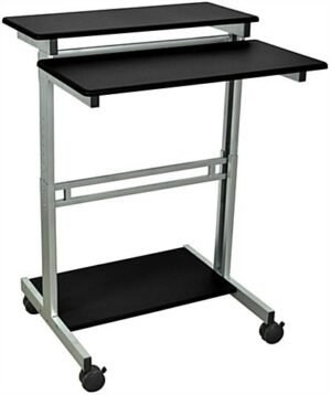 31.5" Mobile Sit or Stand Desk, Height Adjustable, Steel – Black