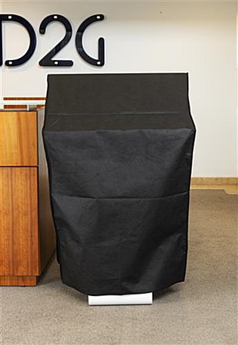 32" Digital Kiosk Polyester Dust Cover w/ Remote Control Pocket - Black - Image 2