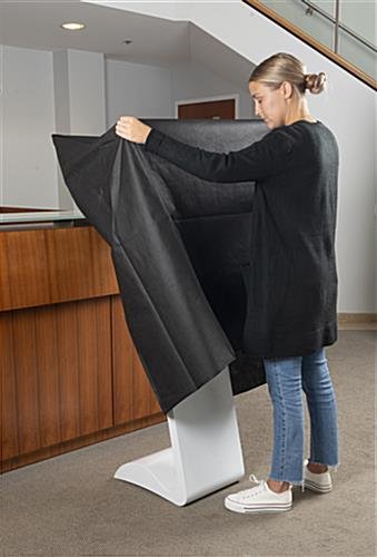 32" Digital Kiosk Polyester Dust Cover w/ Remote Control Pocket - Black - Image 3