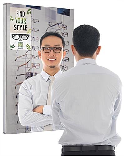 32" Digital Signage Mirror, Motion Sensor, Wall Mounted, Android 7.1 - Silver