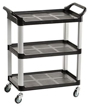 32"w Bus Cart, 3 Shelves - Black