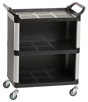 32"w Enclosed Bus Cart, 3 Shelves - Black