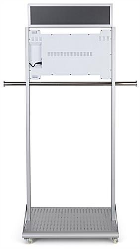 32.5" W x 86" H Mobile Clothing Rack w/ Digital Screen and Sign Frame - Silver - Image 5