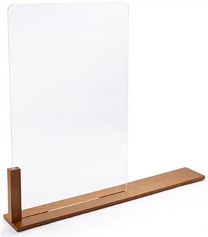 33" W x 36.5" H Wood and Acrylic Sneeze Guard - Oak