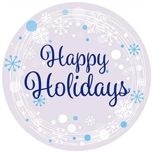 36” Diameter Pre-Printed Floor Decal, “Happy Holidays” - White