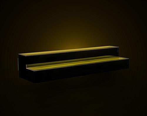 36"w 2-Tier Acrylic LED Bottle Organizer for Counter or Wall w/ Glass Holder - Clear - Image 4