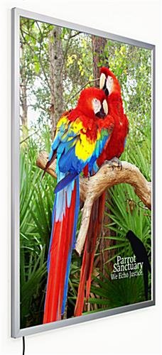 36 x 48 LED Light Box with Hanging Line for Window Displays, Snap Open - Silver