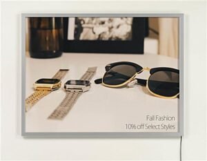 36 x 48 LED Light Box with Hanging Line for Windows, Snap Open - Silver