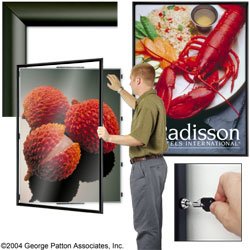 36 x 48 Poster Frame for Wall, Swing Door with Lock, Aluminum - Black