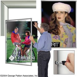36 x 48 Poster Frame for Wall, Swing Door with Lock, Aluminum - Silver