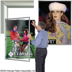 36 x 48 Poster Frame for Wall, Swing Open Door, Aluminum - Silver