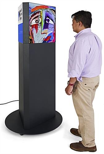 360-Degree LED Pedestal with Wheels, Content Management Included - Black - Image 7