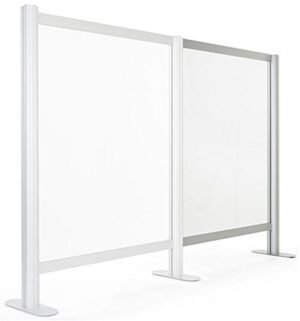 37.4 x 47.3 Countertop Mount Sneeze Shield, Acrylic & Aluminum - Clear