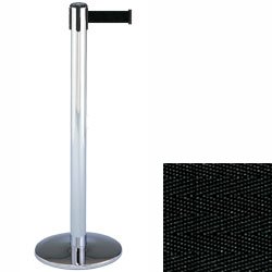38" Chrome Stanchion Post with 13' Retractable Belt - Black