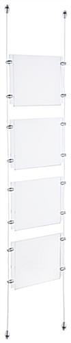 (4) 11 x 8.5 Sign Holders with Ceiling-to-Floor Cable - Clear