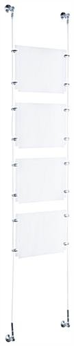 (4) 11 x 8.5 Sign Holders with Wall Mount Cable - Clear