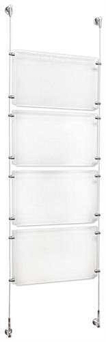 (4) 17 x 11 Sign Holders with Wall Mount Cable - Clear