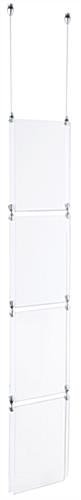 (4) 8.5 x 11 Ceiling Sign Holders with 16-foot Steel Cable System - Clear