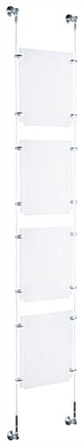 (4) 8.5 x 11 Sign Holders with Wall Mount Cable - Clear