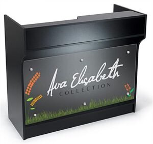 4' Cash Wrap w/ Custom UV Printed Graphics Panel Kit, Silver Standoffs - Black