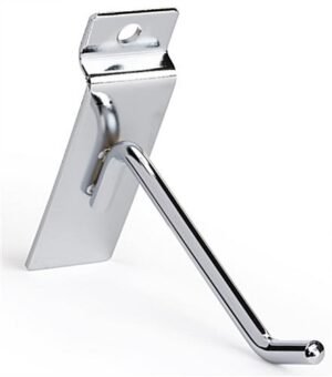 4" Metal Slatwall Peg Hook, Angled Tip, Set of 25 - Chrome