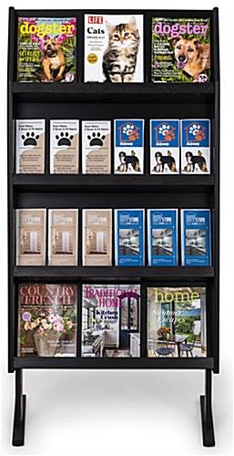 4-Tiered Literature Floor Stand, 4"/8.5"w, 12/24 Pockets - Black - Image 2