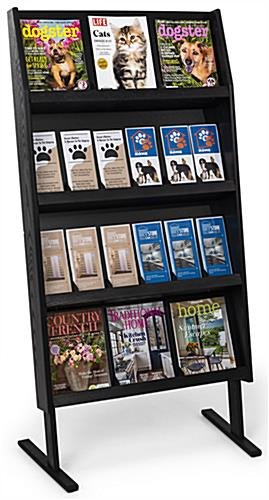 4-Tiered Literature Floor Stand, 4"/8.5"w, 12/24 Pockets - Black