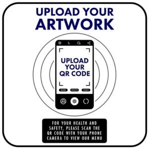 4" x 4" QR Code Square Decal with UV Custom Logo and Menu Message - Pack of 5