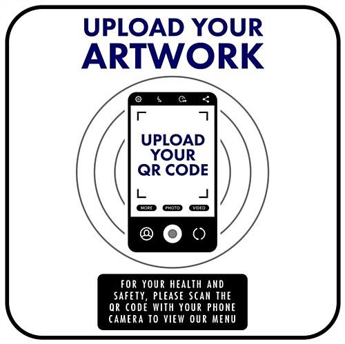 4" x 4" QR Code Square Decal with UV Custom Logo and Menu Message - Pack of 5