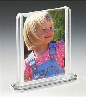 4 x 6 Acrylic Sign Holder for Tabletop Use, Double-sided, Top Insert - Clear
