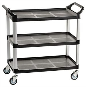 40"w Bus Cart, 3 Shelves - Black