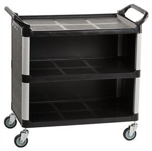 40"w Enclosed Bus Cart, 3 Shelves - Black