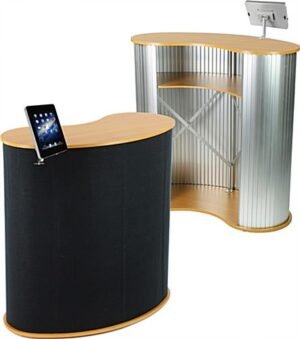 40”W Portable Counter, Clamping iPad Enclosure Silver