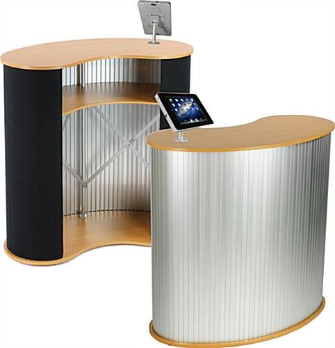 40"w Portable Counter with Silver Screw-in iPad Enclosure, Bean Shaped - Image 2