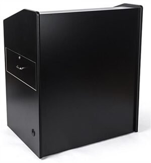 41" Multimedia Podium with Cabinet, Side Drawer, Keyboard Tray & Wheels - Black