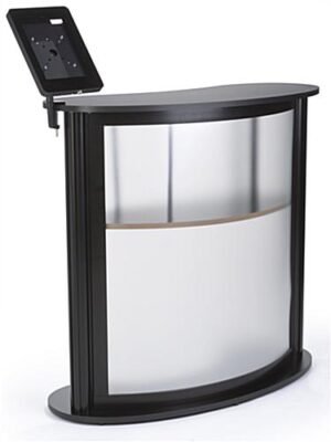 41” Tall Portable Counter with Clamping iPad Enclosure, Carrying Bags - Black