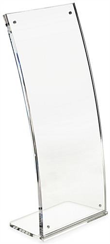 4.25 x 11 Acrylic Sign Holder for Tabletop, Magnetic Closure, Curved - Clear